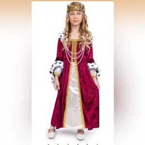 Queen Costume for Girls Kids Renaissance Princess Costume Royal Gown 8-10